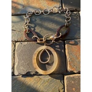 Necklace Women's Mixed Material Chunky Statement Textured Oversized Retro Unique